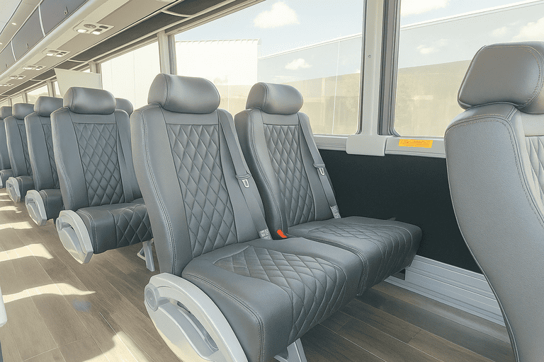 interior of Kansas City Minibus Company charter bus